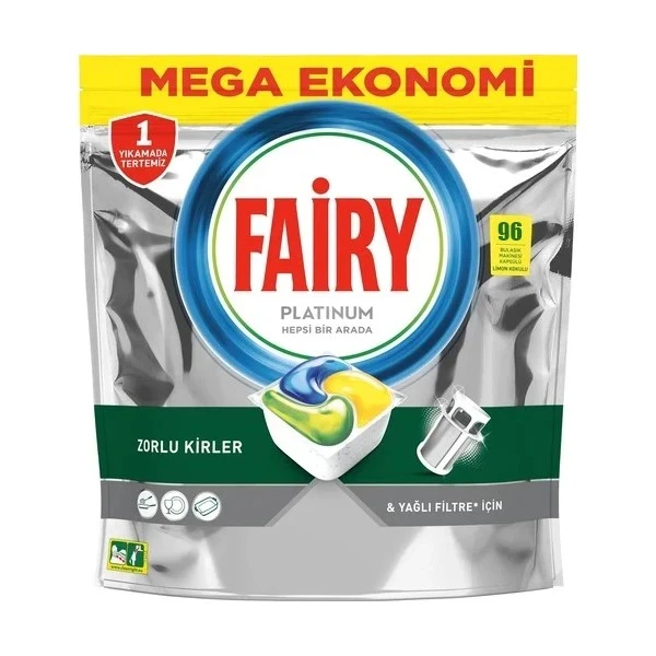 قرص ماشین ظرفشویی فیری مدل (MEGA EKONOMI)Platinum بسته ۹۶ عددی